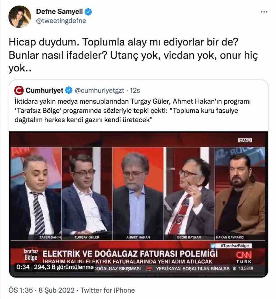 defne samyeli den turgay guler in kuru fasulye sozlerine tepki 